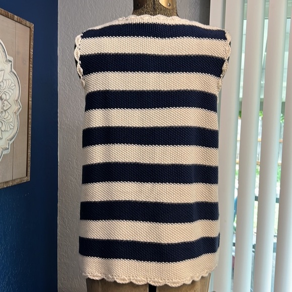 FRNCH PARIS STRIPED BLUE & CREAM KNIT TANK TOP MEDIUM - Picture 6 of 16